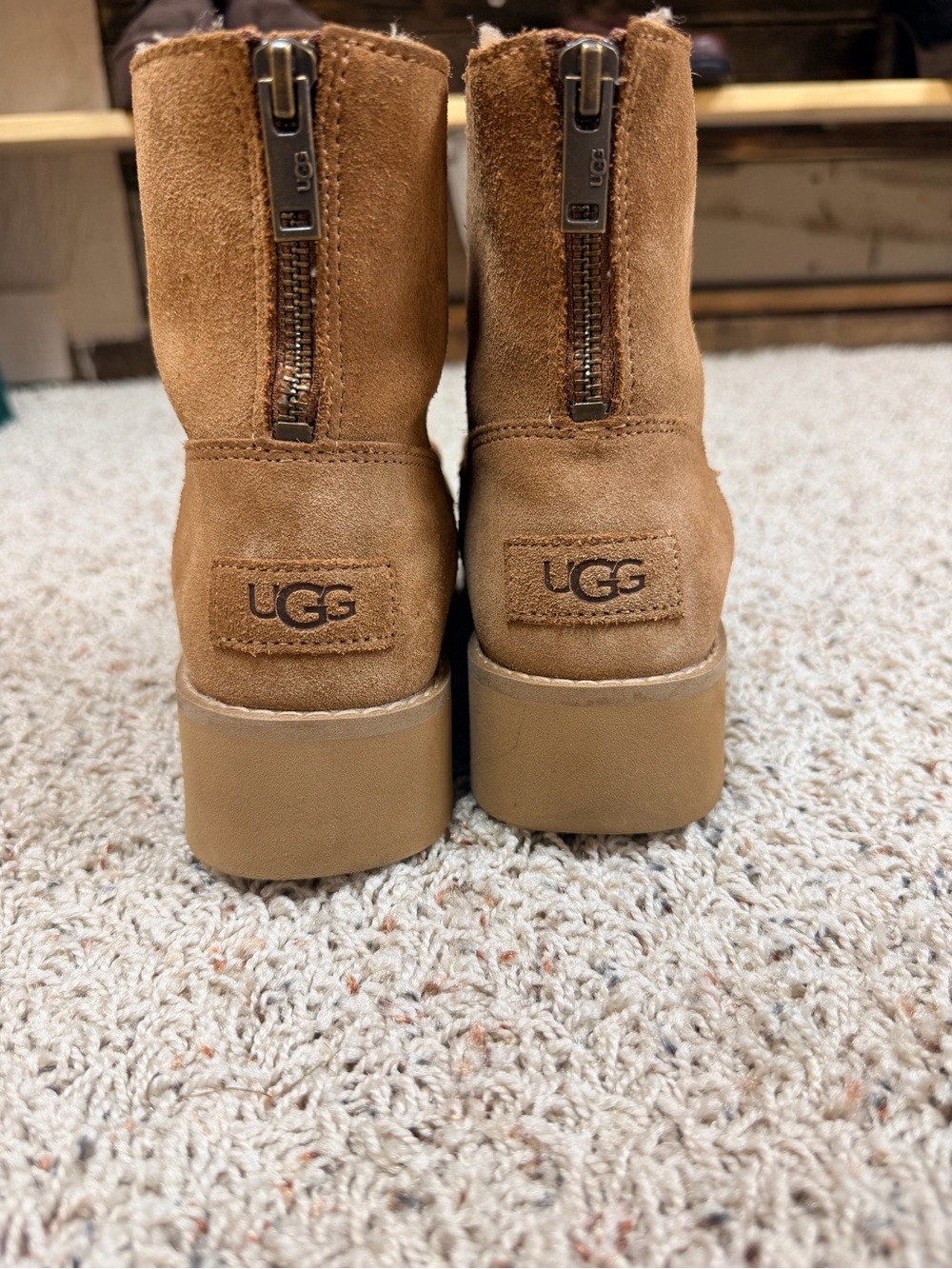 UGG Chestnut Zip-Back Suede Ankle Boots